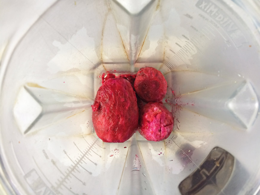 Peeled prickly pears in a blender.