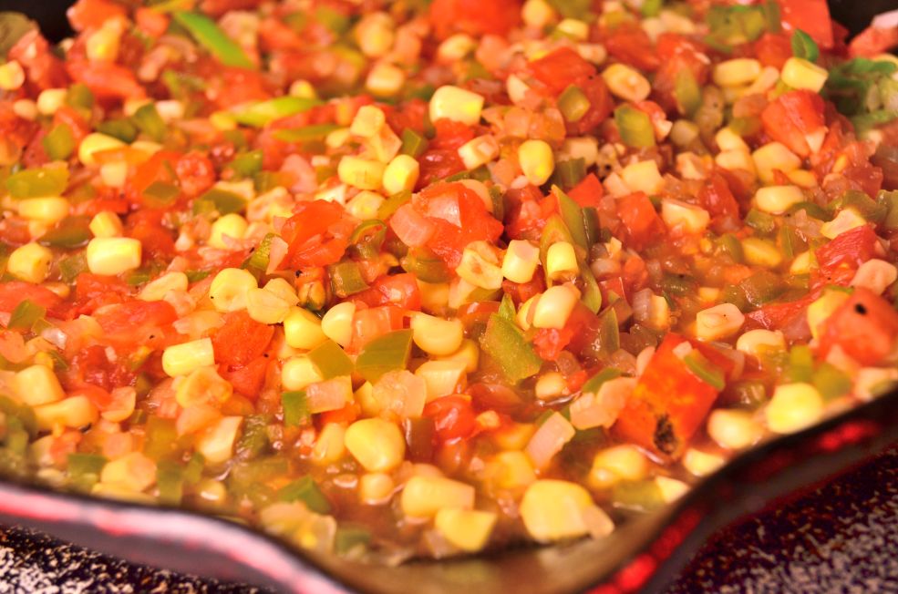 These creamy southern vegan grits are topped with a spicy charred okra, tomato, onion, garlic, and corn sauté. No dairy needed!