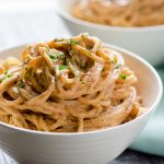 I am obsessed with this creamy chipotle pasta. The sauce is easy to make, vegan, and the whole thing takes less than 30 minutes to make.