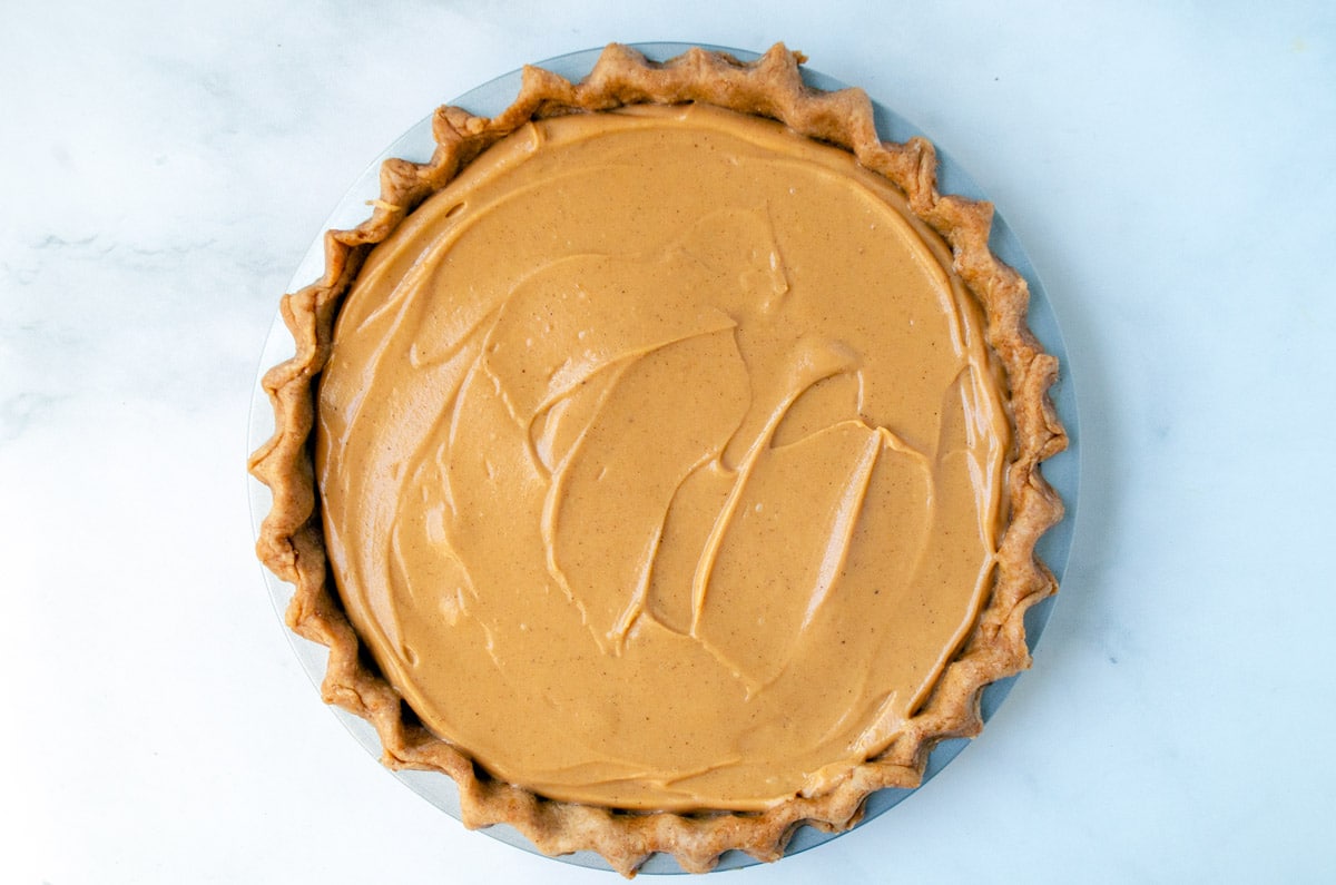 healthy sweet potato pie ready to bake