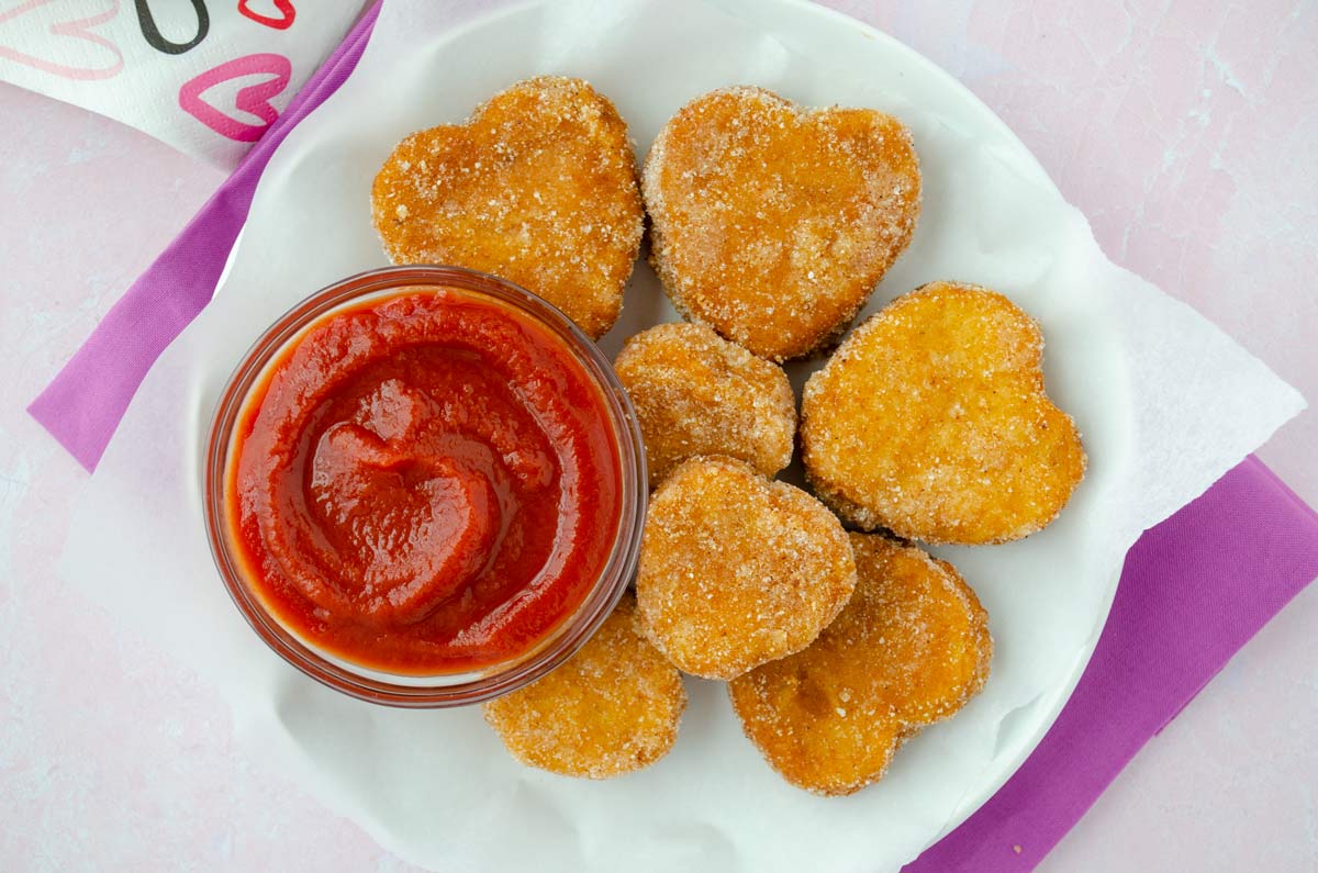 Heart Shaped Vegan Chicken Nuggets Doras Table