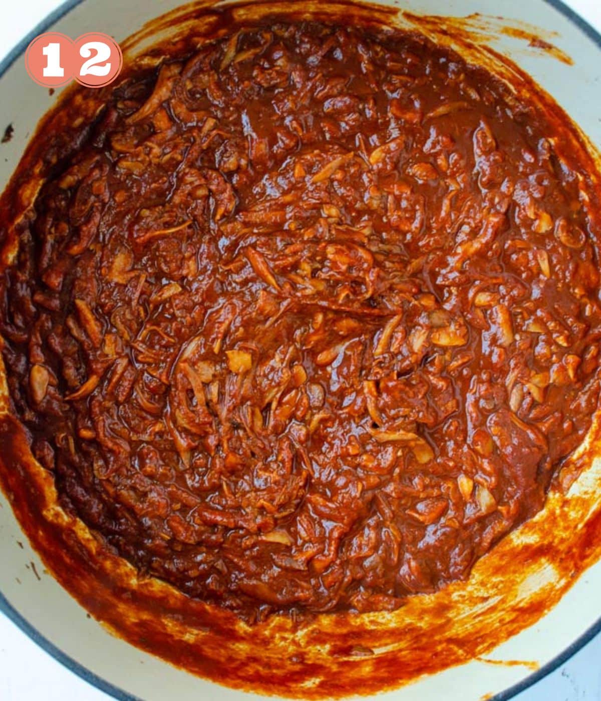 birria in sauce in a pot