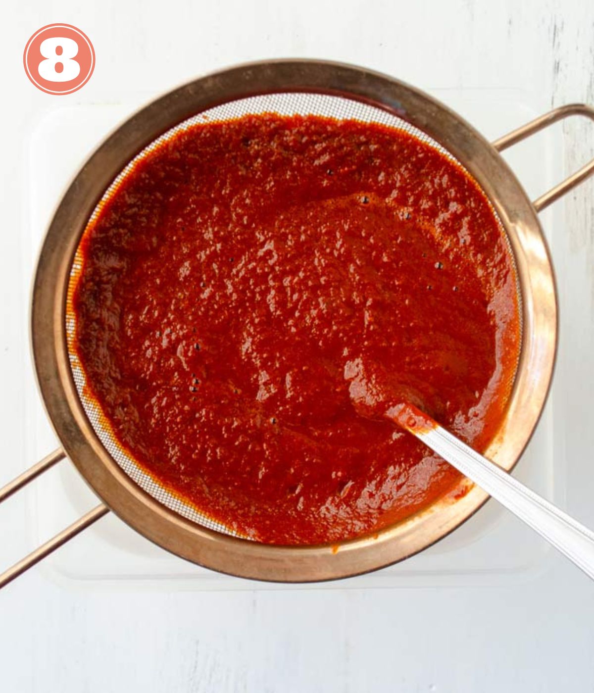 sauce on a strainer