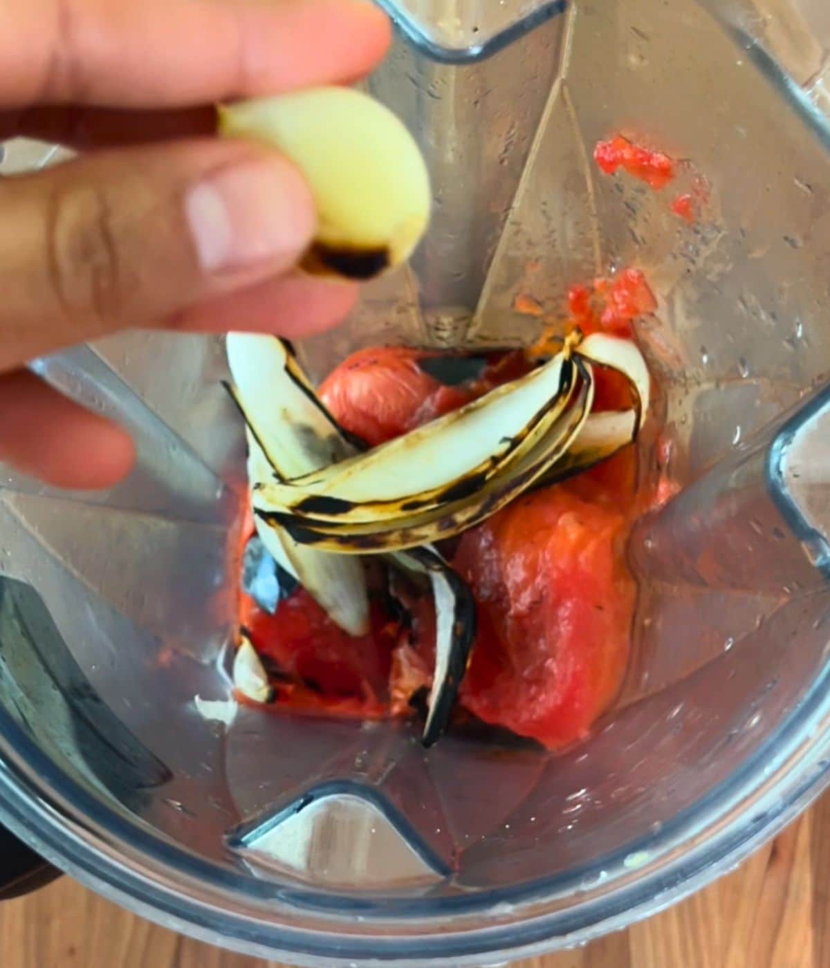 roasted vegetables added to the blender
